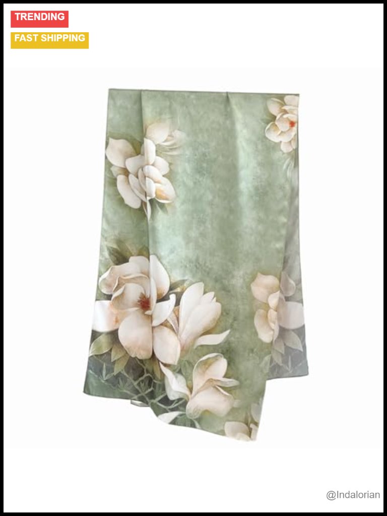 100% Mulberry Silk Floral Print Long Scarf Shawl Hair Wrap